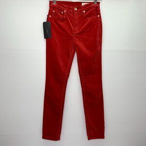 Rag & Bone Size 24 Pants High Rise Skinny Ankle Red Velvet Jeans NWT